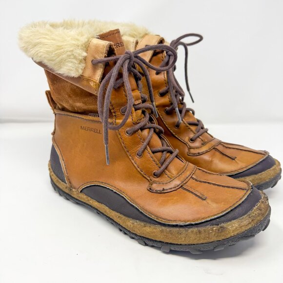 Merrell Tremblant Mid Polar Waterproof Boots Women's 9 Brown 200g Insulated Snow - Picture 3 of 12